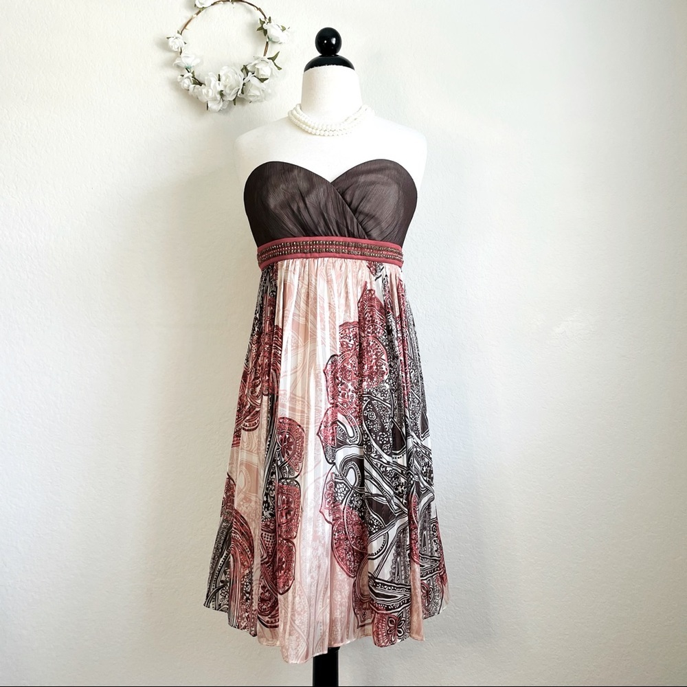 BCBG Max Azria Silk Strapless Dress